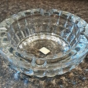 Vintage Never Used Lady Victoria Heavyweight Crystal Ashtray From France